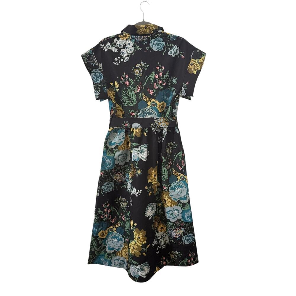 NWT Tuckernuck Chloe Black Verdant Floral Belted Midi Dress Sz Large - Picture 9 of 13
